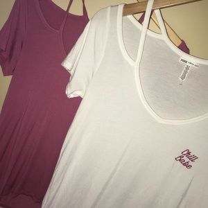 VICTORIA SECRET PINK COLD SHOULDER GRAPHIC SHIRT